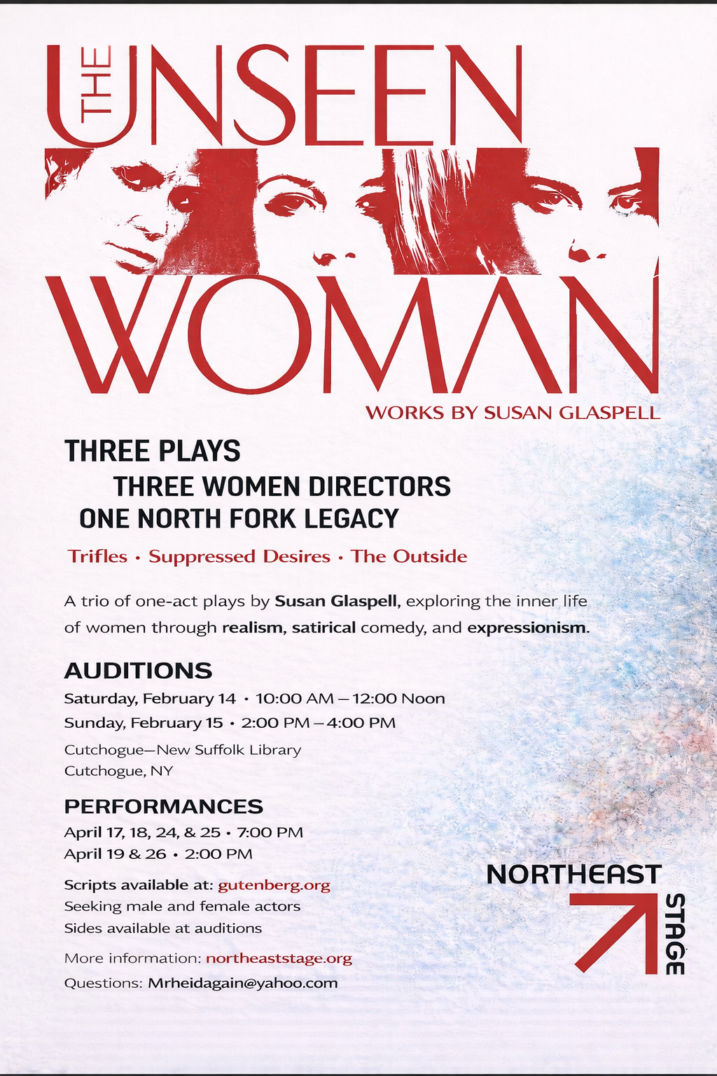 Auditions for Northeast Stage's Spring 2026 show, The Unseen Woman